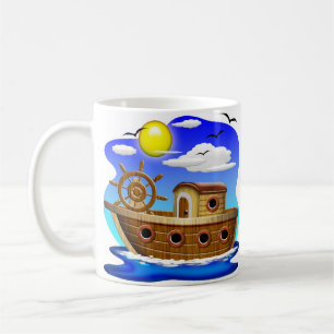 Fishing Boat Cartoon Coffee Mug