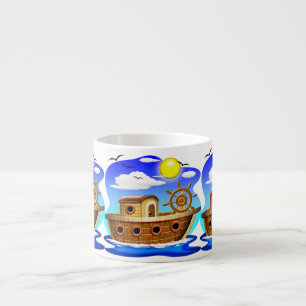 Fishing Boat Cartoon  Espresso Cup