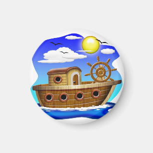 Fishing Boat Cartoon Magnet