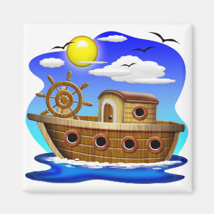 Fishing Boat Cartoon Magnet