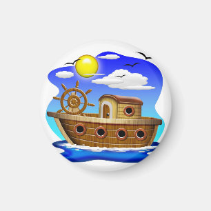 Fishing Boat Cartoon Magnet