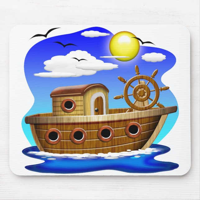 Fishing Boat Cartoon  Mouse Pad (Front)