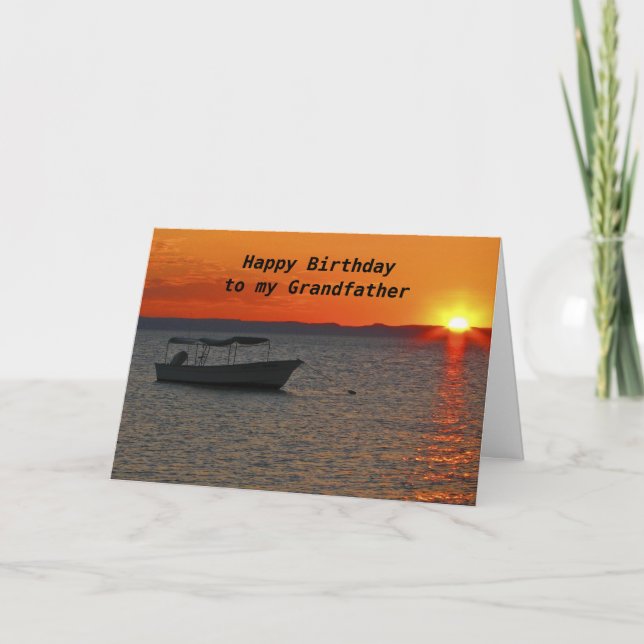 Fishing Boat  Happy Birthday Grandfather Card (Front)