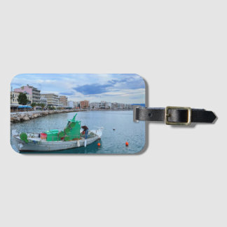Fishing Boat In Harbour Corinth Greece Luggage Tag