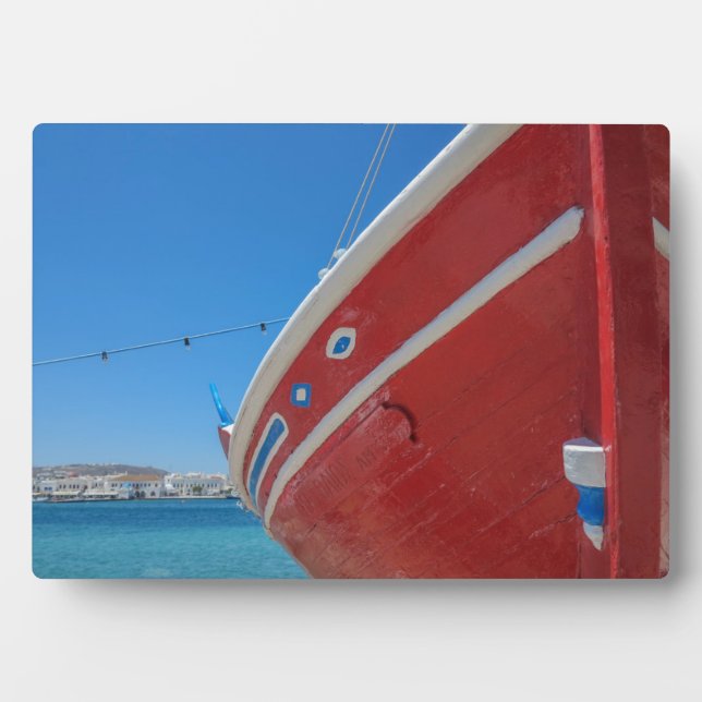 Fishing Boat In The Port Of Mykonos In Cyclades Plaque (Front)