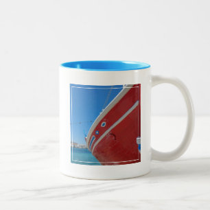 Fishing Boat In The Port Of Mykonos In Cyclades Two-Tone Coffee Mug