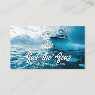 Fishing Boat in the Seas | Anchor Logo Business Card