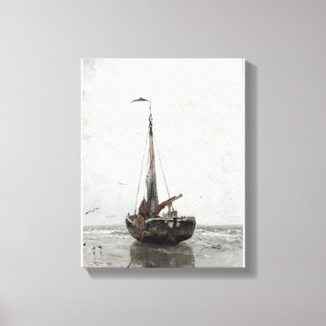 Fishing boat Jacob Maris Sea landscape Canvas Print (Front)