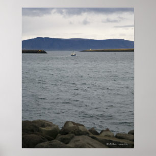 Fishing boat leaving harbour, Reykjavik, Iceland Poster