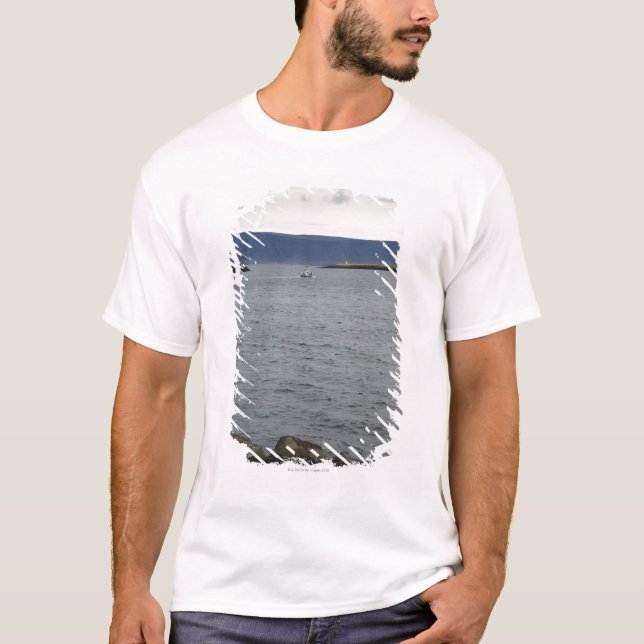 Fishing boat leaving harbour, Reykjavik, Iceland T-Shirt (Front)