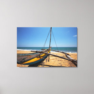 Fishing Boat Moored On Beach Canvas Print