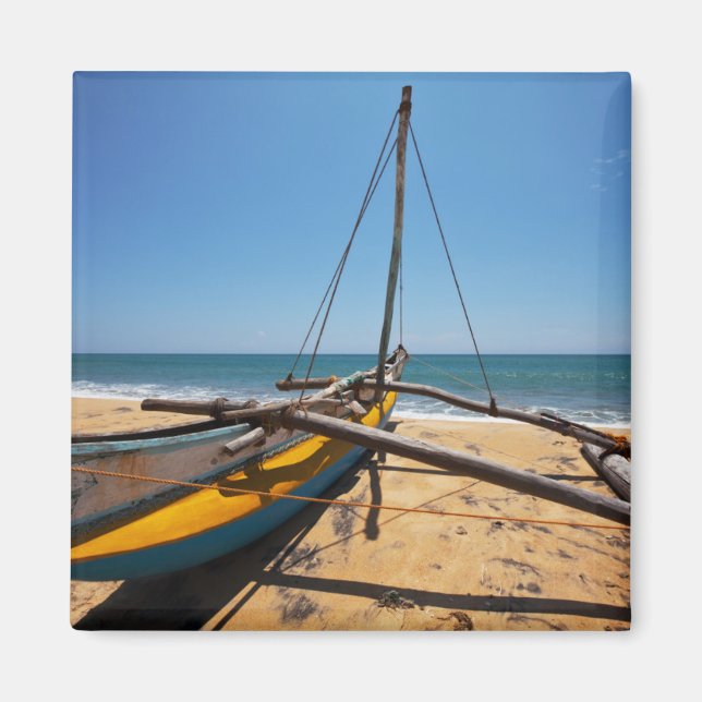 Fishing Boat Moored On Beach Magnet (Front)
