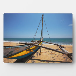 Fishing Boat Moored On Beach Plaque