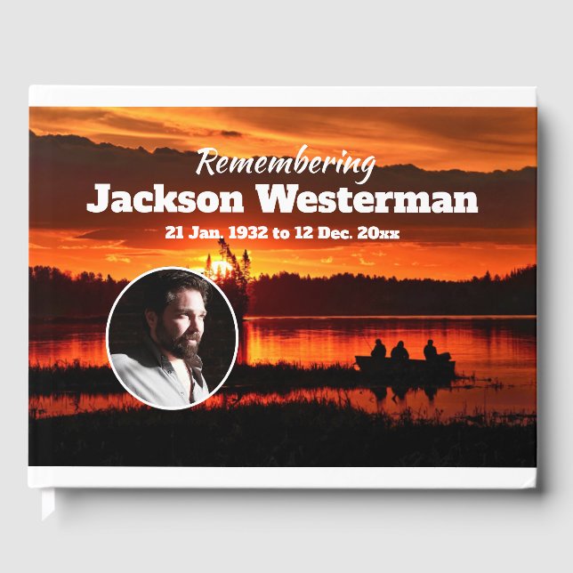 Fishing Boat on Lake Memorial   Guest Book (Front)