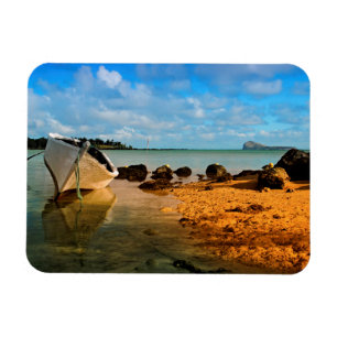 Fishing Boat On Mauritian Beach With Islet Magnet