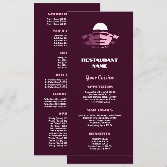 Fishing Boat, Restaurant Slimline Menu (Front/Back)