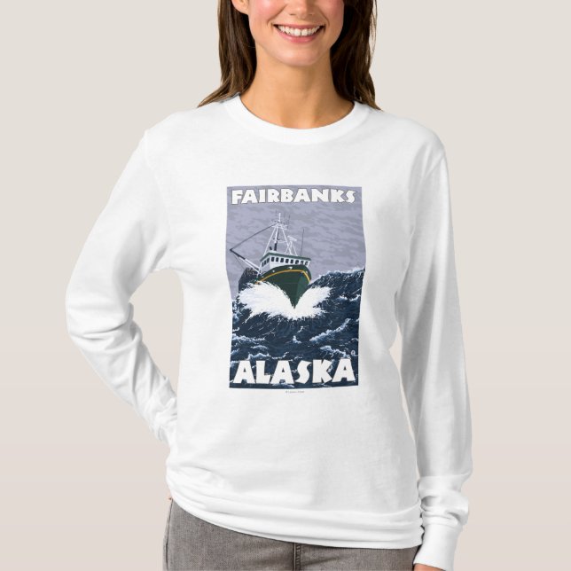 Fishing Boat Scene - Fairbanks, Alaska T-Shirt (Front)