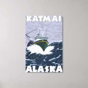 Fishing Boat Scene - Katmai, Alaska Canvas Print
