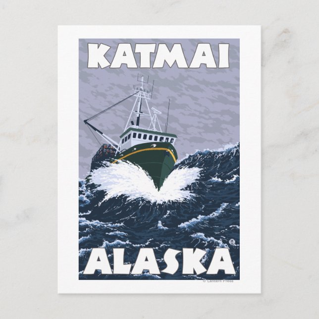 Fishing Boat Scene - Katmai, Alaska Postcard (Front)