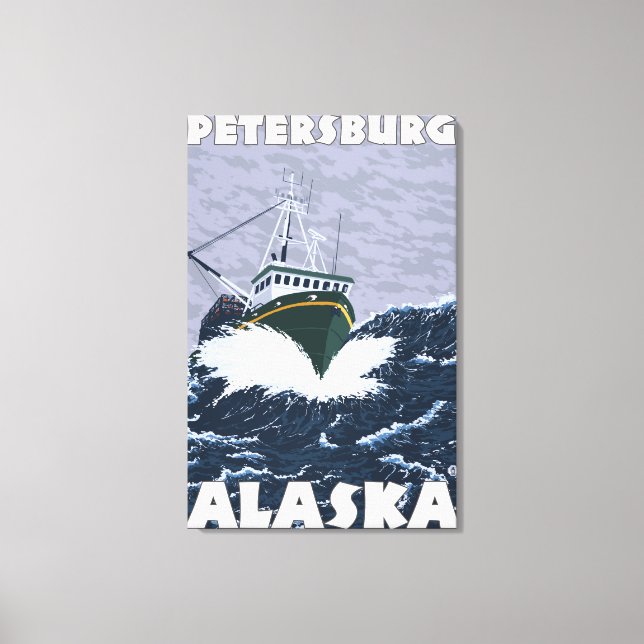 Fishing Boat Scene - Petersburg, Alaska Canvas Print (Front)