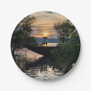 Fishing Boat Sunrise Paper Plate