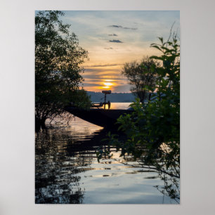 Fishing Boat Sunrise Poster