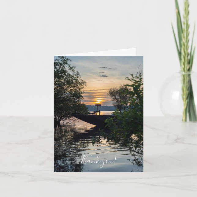 Fishing Boat Sunrise Thank You Card (Front)