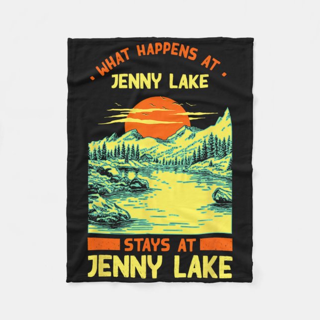 Fishing Boating Camping Lake Vacation Jenny Lake  Fleece Blanket (Front)
