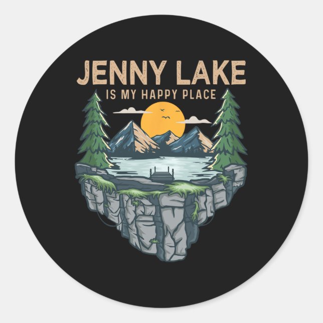 Fishing Boating Camping - My Happy Place Jenny Lak Classic Round Sticker (Front)