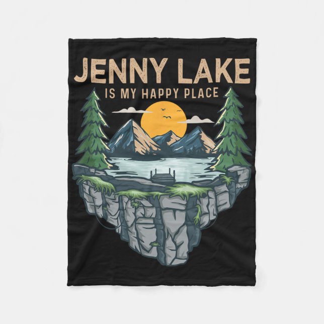 Fishing Boating Camping - My Happy Place Jenny Lak Fleece Blanket (Front)