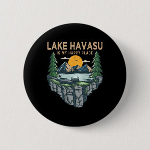Fishing Boating Camping - My Happy Place Lake Hava 6 Cm Round Badge