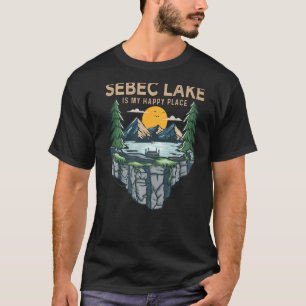 Fishing Boating Camping  My Happy Place Sebec Lake T-Shirt