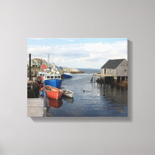 Fishing Boats along a pier Canvas Print