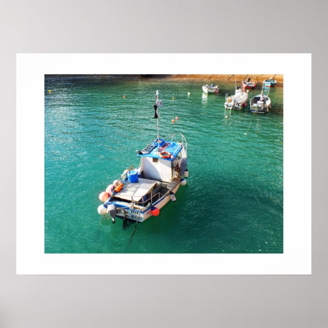 Fishing boats at high tide poster (Front)