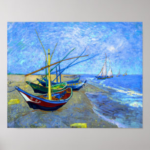 Fishing Boats Beach Saintes-Maries Van Gogh Fine Poster