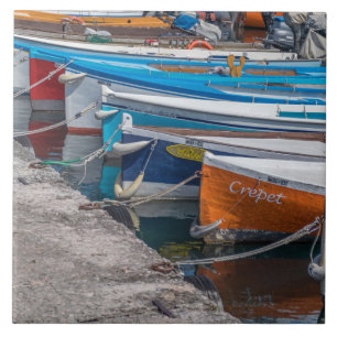 Fishing boats ceramic photo tile