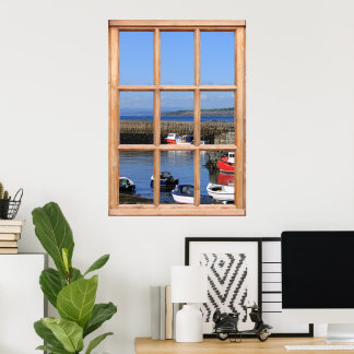Fishing Boats - Faux Window Effect Poster