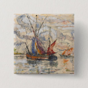 Fishing Boats in La Rochelle, c.1919-21 15 Cm Square Badge