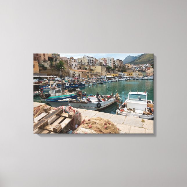 Fishing boats in the Castellammare del Golfo port Canvas Print (Front)