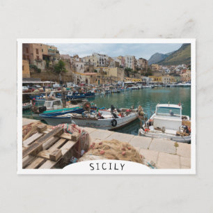 Fishing boats in the Castellammare del Golfo port Postcard