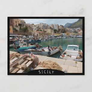 Fishing boats in the Castellammare del Golfo port Postcard