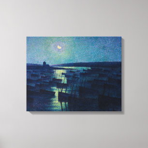 Fishing Boats in the Moonlight (Camaret, France) Canvas Print
