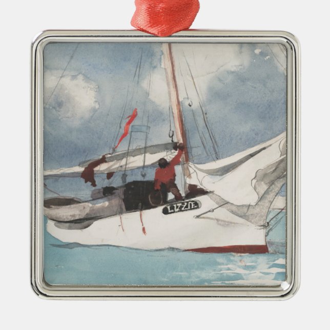 Fishing Boats, Key West Metal Tree Decoration (Front)