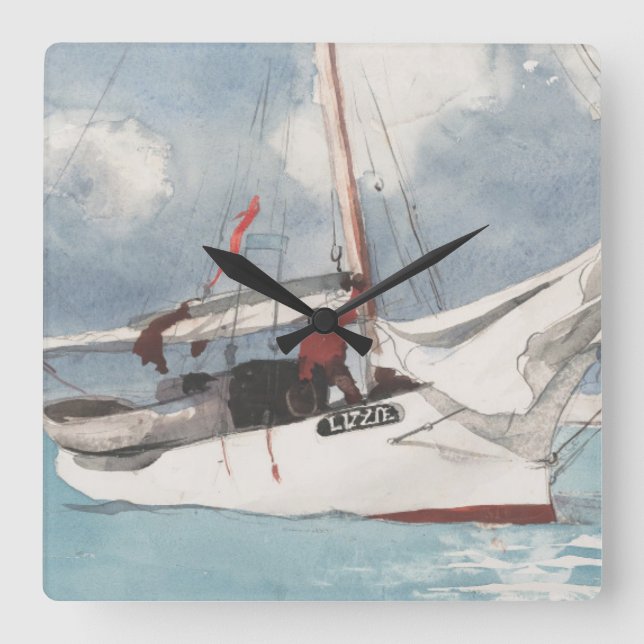 Fishing Boats, Key West Square Wall Clock (Front)