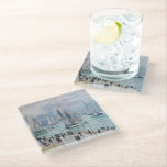 Fishing Boats Leaving the Harbour | Claude Monet Glass Coaster<br><div class="desc">Fishing Boats Leaving the Harbour,  Le Havre (1874) by French impressionist artist Claude Monet. Original fine art painting is an oil on canvas depicting an abstract seascape with ships on the water and people in the foreground.

Use the design tools to add custom text or personalise the image.</div>
