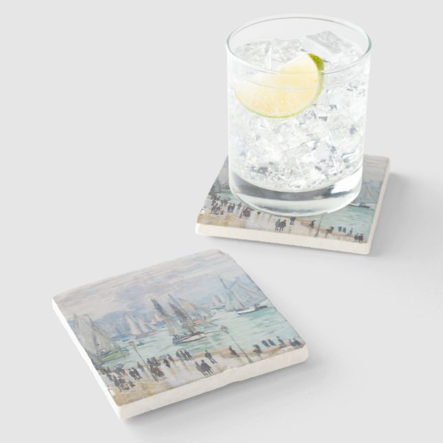 Fishing Boats Leaving the Harbour | Claude Monet Stone Coaster (Side)