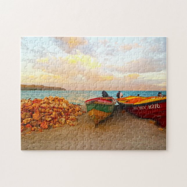 Fishing boats on a Jamaica beach. Jigsaw Puzzle (Horizontal)