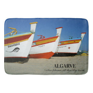 Fishing Boats on Algarve's Beach Photo Bath Mat