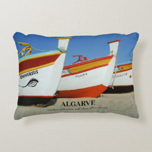 Fishing Boats on Algarve's Beach Photo Decorative Cushion