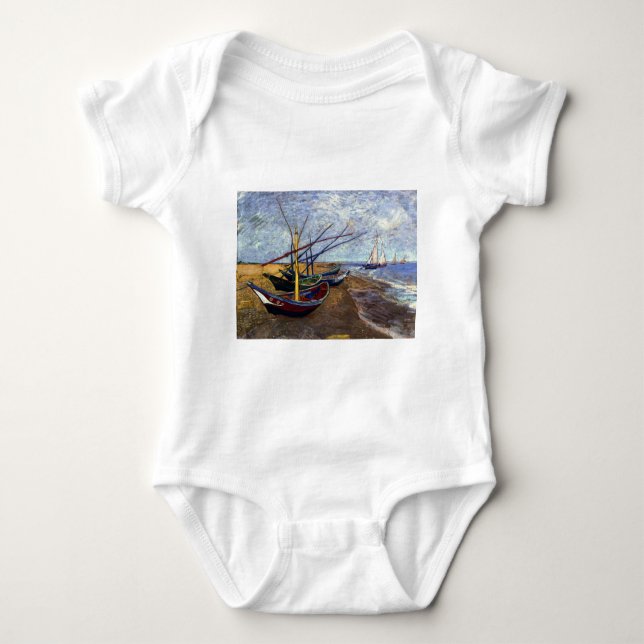 Fishing Boats on Beach Baby Bodysuit (Front)